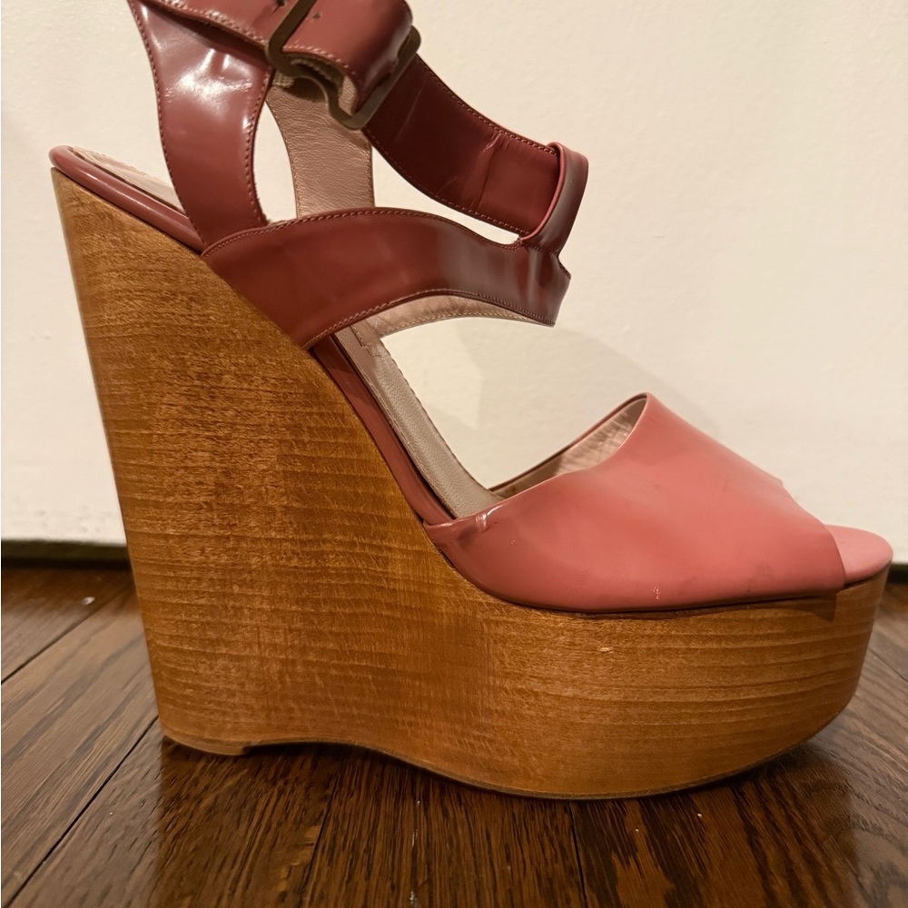 Jill Stuart Wedge Platform Sandal in Dusty Rose Size 40